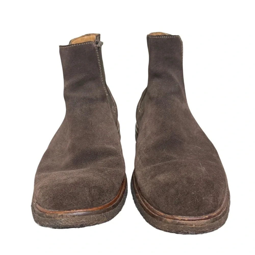 Clarks Chelsea Boot Mens 8 Clarkdale Gobi Dark Brown Suede Ankle Pull On EUC